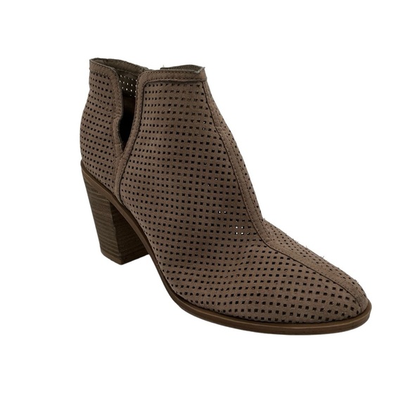DV by Dolce Vita Taupe Perforated Faux Suede Ankle Booties - Picture 1 of 10